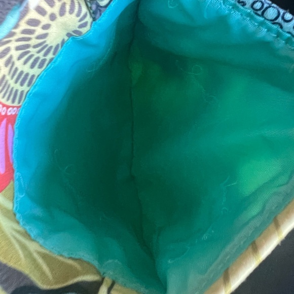 Vera Bradley Flower Power Turquoise Brown Yellow Small Crossbody Quilted Bag - Picture 6 of 11